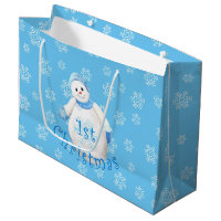 El 1r navidad muñeco de nieve y copos de nieve del