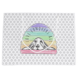 Bolsa De Regalo Grande el amor conquista todo perro arcoíris basset hound