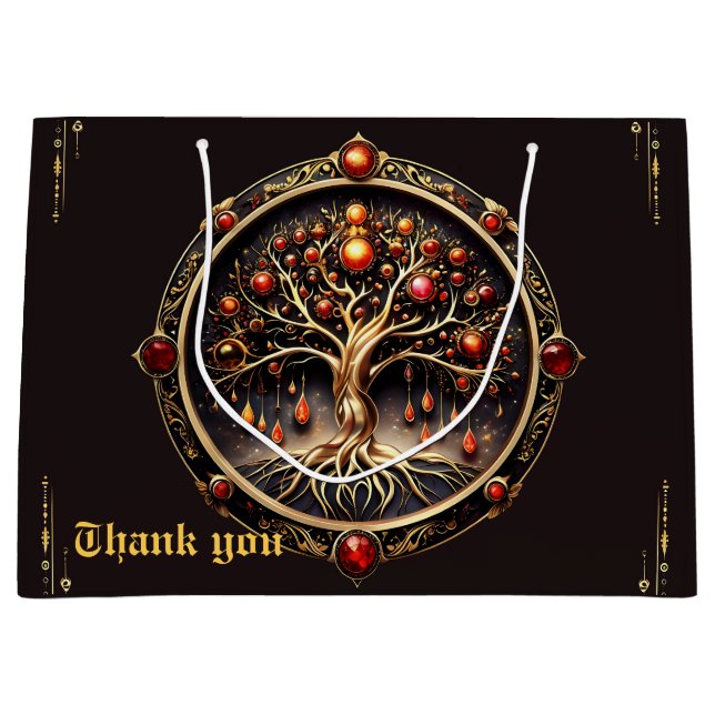Bolsa De Regalo Grande El árbol dorado de la vida del misticismo, (Anverso)