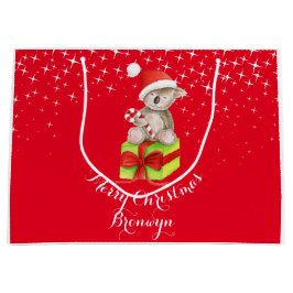 Bolsa De Regalo Grande El arte lindo del oso de koala nombró navidad