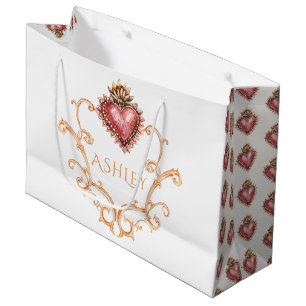Bolsa De Regalo Grande El barroco del corazón sagrado personalizado