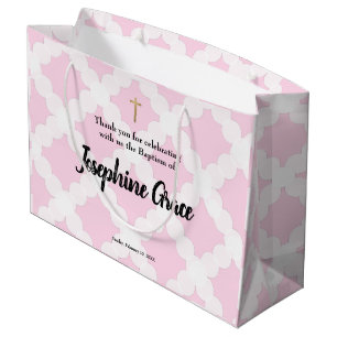 Bolsa De Regalo Grande El bautismo de las niñas con cruces de oro rosado