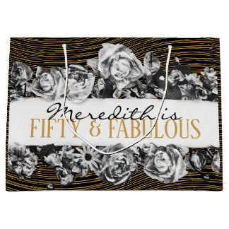 Bolsa De Regalo Grande El Black and Gold Luxury Personalizado 50 Y Fabulo