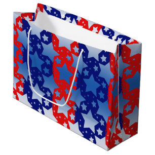 Bolsa De Regalo Grande El blanco azul protagoniza rayas azules rojas