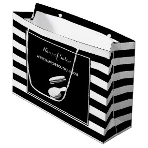 Bolsa De Regalo Grande El blanco negro de moda raya el pelo y el salón d