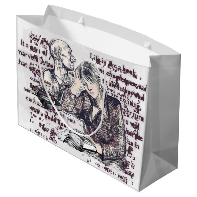 Bolsa De Regalo Grande El chica leyendo un libro (Angulo reverso)