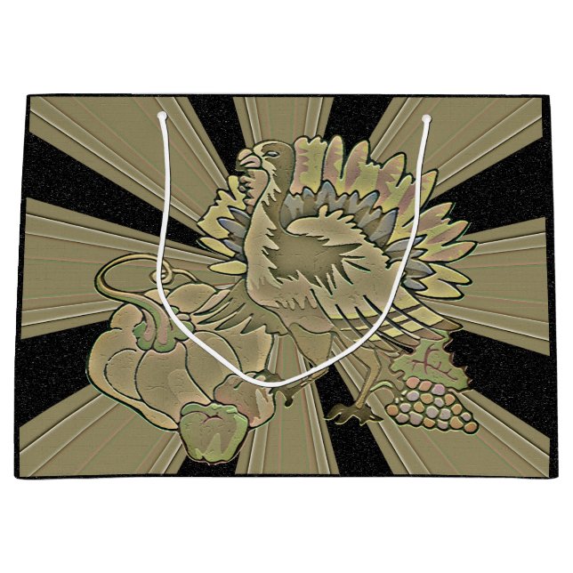 Bolsa De Regalo Grande El Día de Acción de Gracias tallado Turquía - (Anverso)