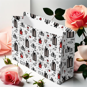 Bolsa De Regalo Grande El día de San Valentín de amor y regalos dibujando