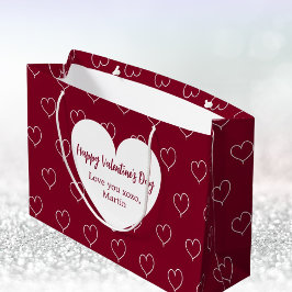 Bolsa De Regalo Grande El día de San Valentín de corazones blancos de Bor
