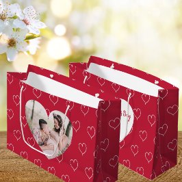 Bolsa De Regalo Grande El día de San Valentín fotográfico de corazones bl