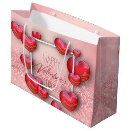 Bolsa De Regalo Grande El día de San Valentín Purpurina del corazón rojo 