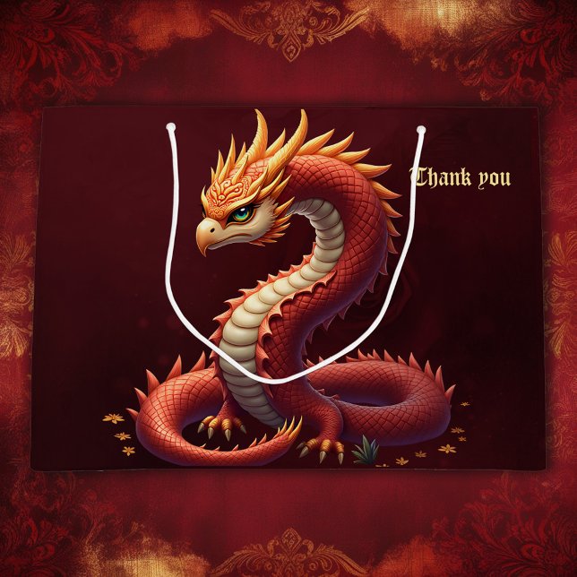 Bolsa De Regalo Grande El dragón serpiente dorado.  (Subido por el creador)