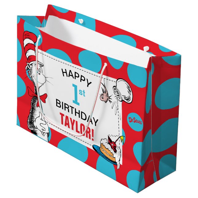 Bolsa De Regalo Grande El gato Seuss en el cumpleaños del Gorra (Angulo Anverso)