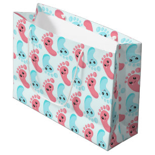 Bolsa De Regalo Grande El género de los pies de bebé lindo revela la bols