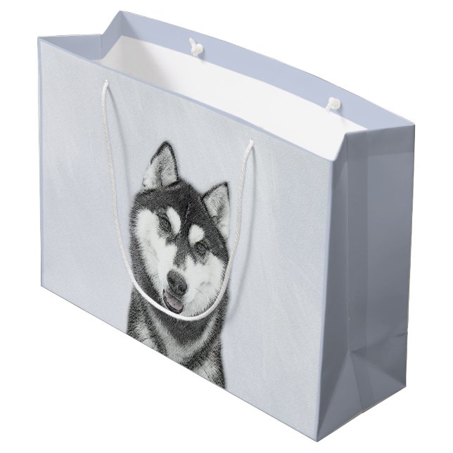 Bolsa De Regalo Grande El Husky Siberiano (blanco y negro) pinta arte de  (Angulo reverso)