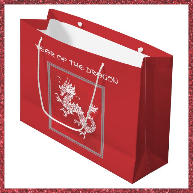 Bolsa De Regalo Grande El impresionante año rojo y blanco del dragón (Subido por el creador)