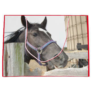 Bolsa De Regalo Grande El masticar de caballo lindo en la cerca