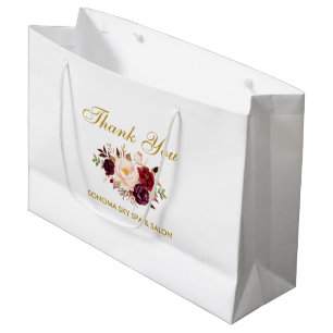 Bolsa De Regalo Grande El oro floral de Borgoña de la acuarela elegante