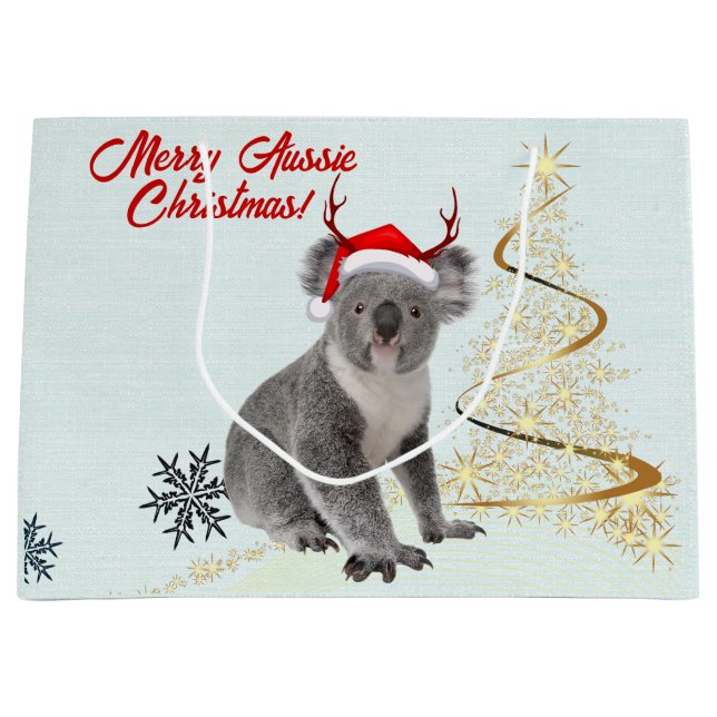 Bolsa De Regalo Grande El oso Koala de Merry Aussie Navidades (Anverso)