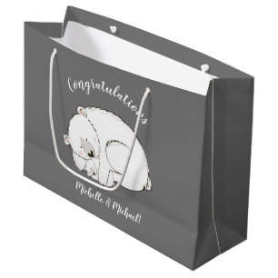 Bolsa De Regalo Grande El oso polar Baby Shower gris invierno es neutro