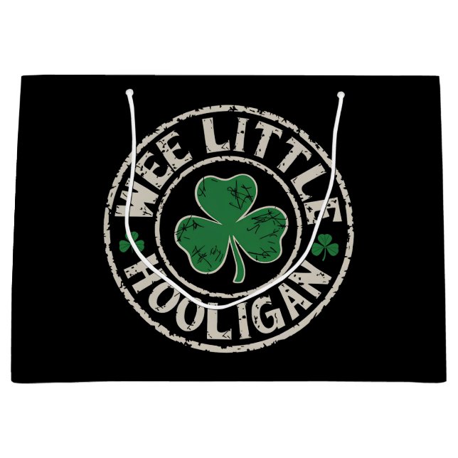 Bolsa De Regalo Grande El pequeño Hooligan Shamrock St Patrick's Day (Anverso)