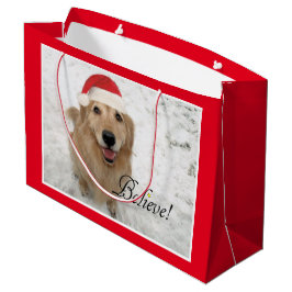 Bolsa De Regalo Grande El perro del golden retriever cree navidad