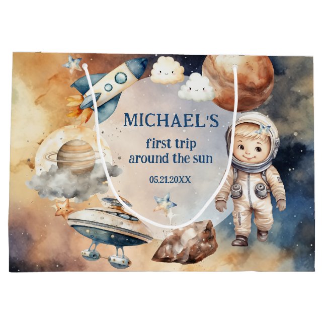 Bolsa De Regalo Grande El primer viaje del espacio astronauta alrededor d (Reverso)
