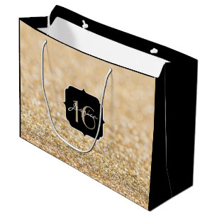 Bolsa De Regalo Grande El purpurina hermoso del oro del champán chispea