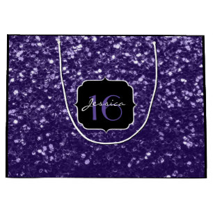 Bolsa De Regalo Grande El purpurina púrpura ultravioleta oscuro chispea