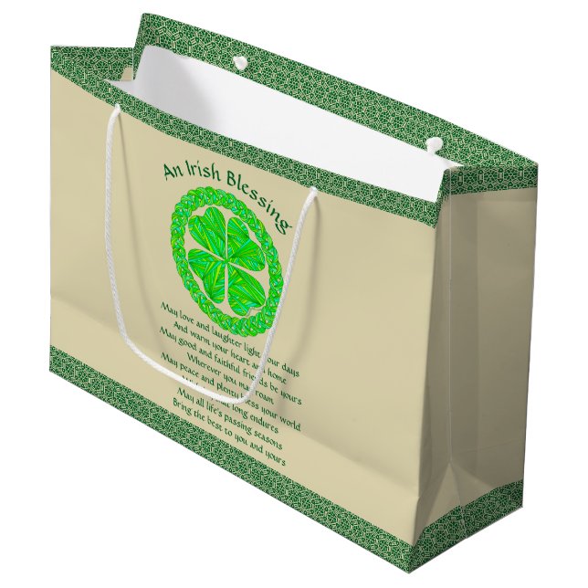 Bolsa De Regalo Grande El Shamrock celta bendecido de Irlanda (Angulo Anverso)