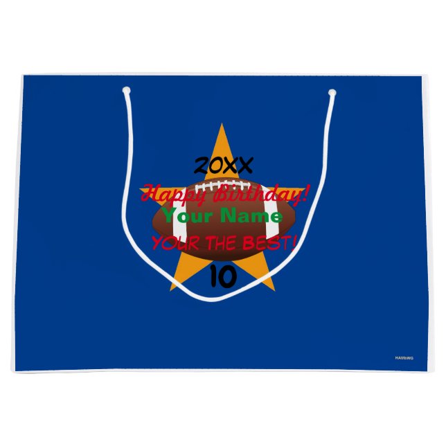 Bolsa De Regalo Grande El tema del fútbol del niño Bag de regalo personal (Anverso)