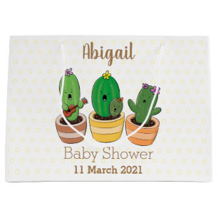 Bolsa De Regalo Grande El trío de cactus lindo canto ilustracion personal