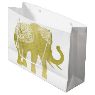 Bolsa De Regalo Grande Elefante afiligranado de oro