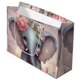Bolsa De Regalo Grande Elefante bebé adorable con flores