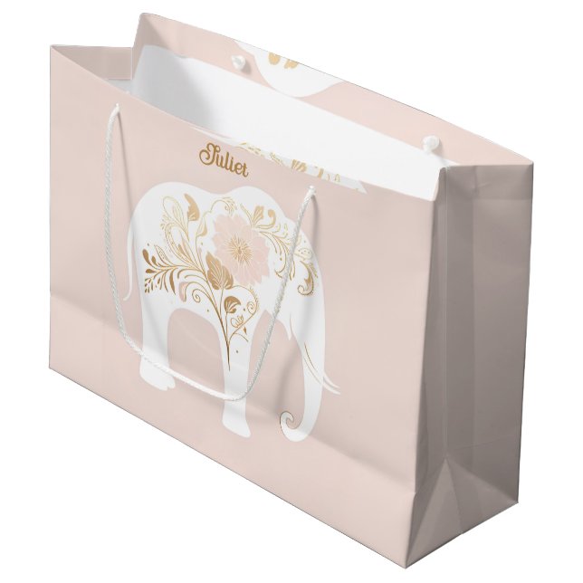 Bolsa De Regalo Grande elefante blanco gigante (Angulo Anverso)