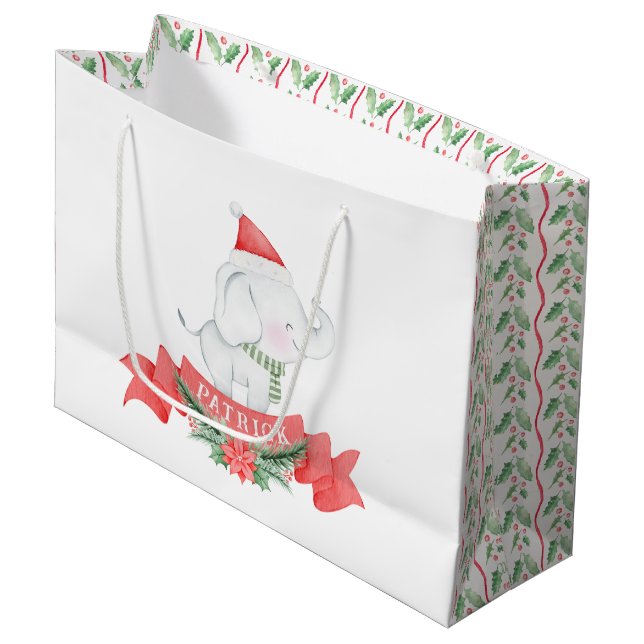 Bolsa De Regalo Grande Elefante blanco lindo | NAVIDADES (Angulo Anverso)