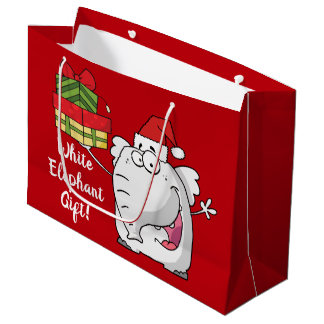 Bolsa De Regalo Grande Elefante blanco Santa Hat Regalos Personalizado