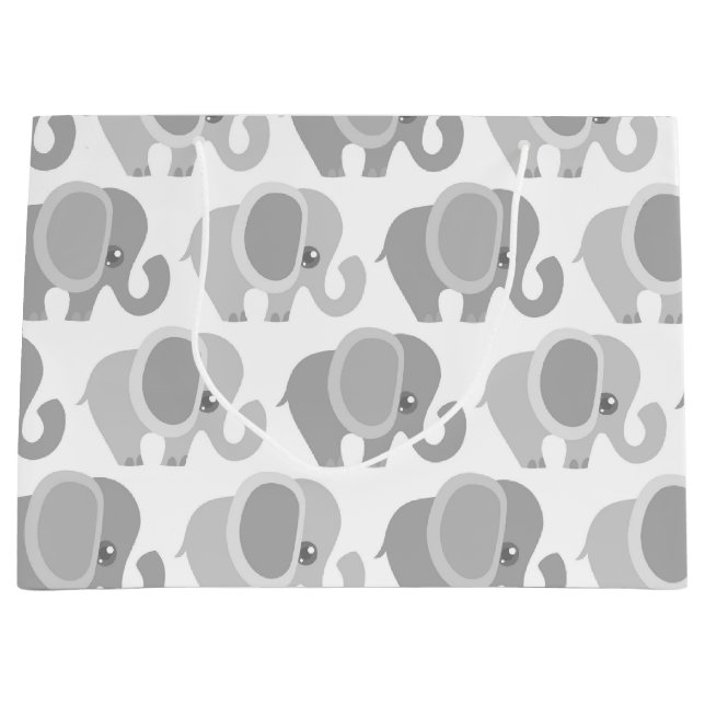 Bolsa De Regalo Grande Elefante gris neutral del bebé hermoso (Anverso)