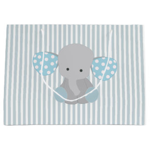 Bolsa De Regalo Grande Elefante hermoso del azul del bebé