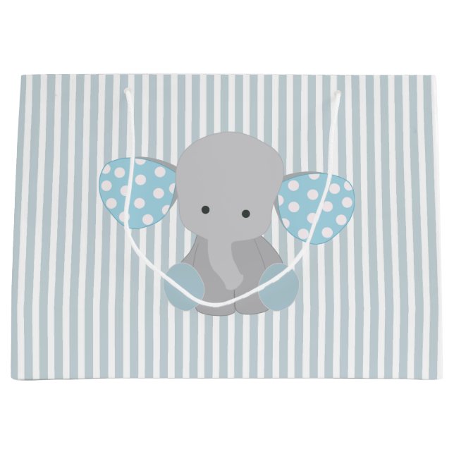Bolsa De Regalo Grande Elefante hermoso del azul del bebé (Anverso)