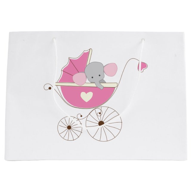 Bolsa De Regalo Grande Elefante rosado de la niña infantil (Anverso)