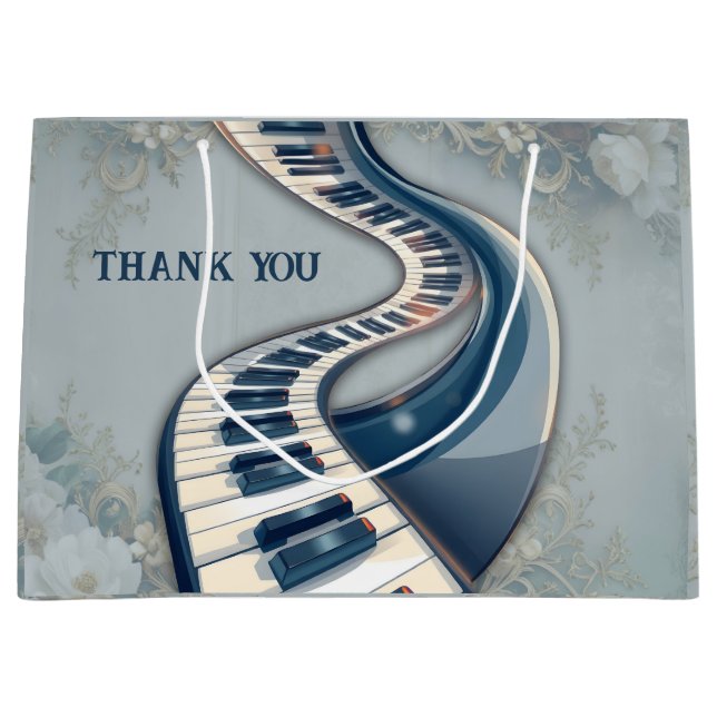 Bolsa De Regalo Grande Elegance in piano keys and blossoms. (Anverso)