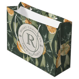 Bolsa De Regalo Grande Elegancia de invierno festiva: acuarela monogramad