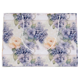 Bolsa De Regalo Grande Elegancia en Bloom Pastel Hidrangea Púrpura y Rosa