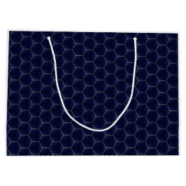 Bolsa De Regalo Grande Elegancia geométrica de celosía de lujo índigo