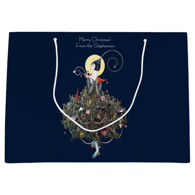 Bolsa De Regalo Grande Elegant Art Deco Fashion Christmas Tree Retro (Anverso)