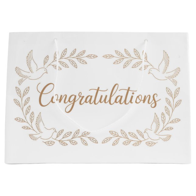 Bolsa De Regalo Grande Elegant "Congratulations" Greeting with Doves  (Anverso)