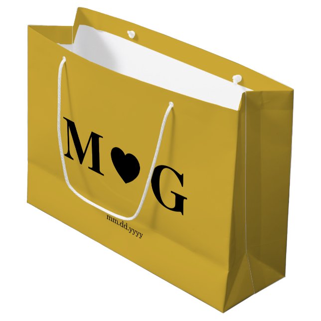 Bolsa De Regalo Grande Elegant Custom Monogrammed Gift Bag for Couples (Angulo Anverso)
