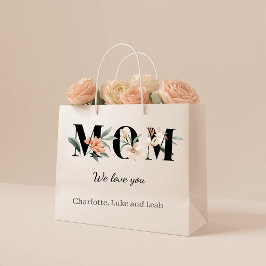 Bolsa De Regalo Grande Elegant Floral Personalized Mom Gift Bag