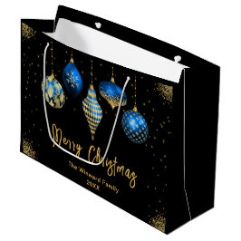 Bolsa De Regalo Grande Elegant Gold and Blue Ornament Christmas